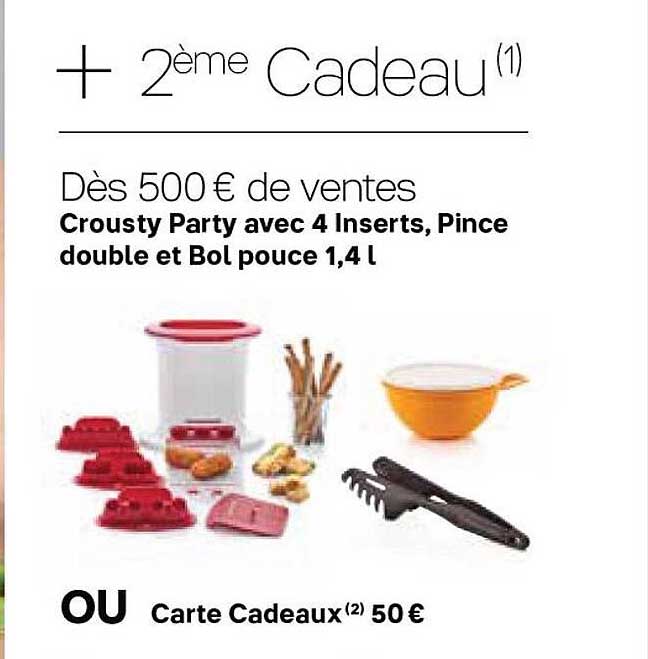 crousty party avec 4 inserts, pince double et bol pouce 1,4l ou carte cadeaux