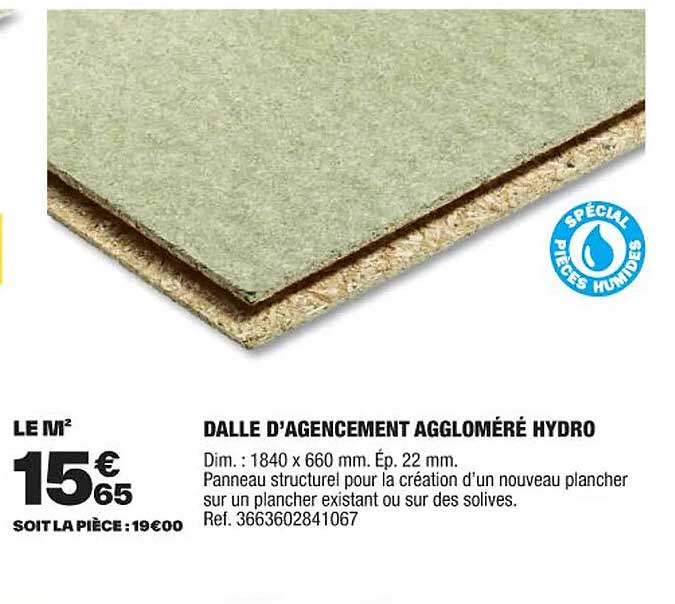 dalle d'agencement aggloméré hydro