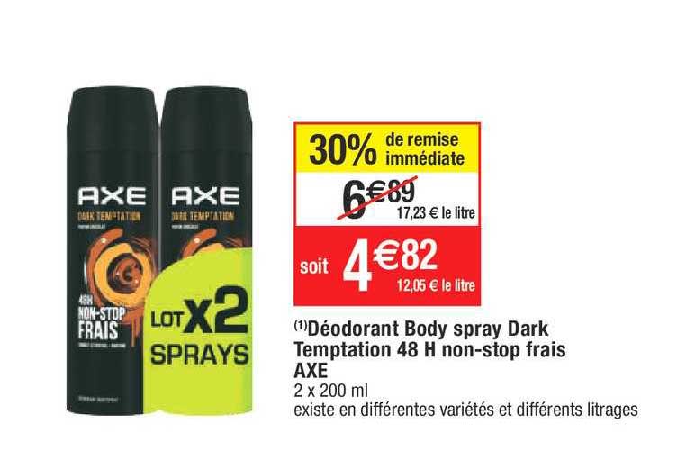 déodorant body spray dark temptation 48h non-stop frais axe