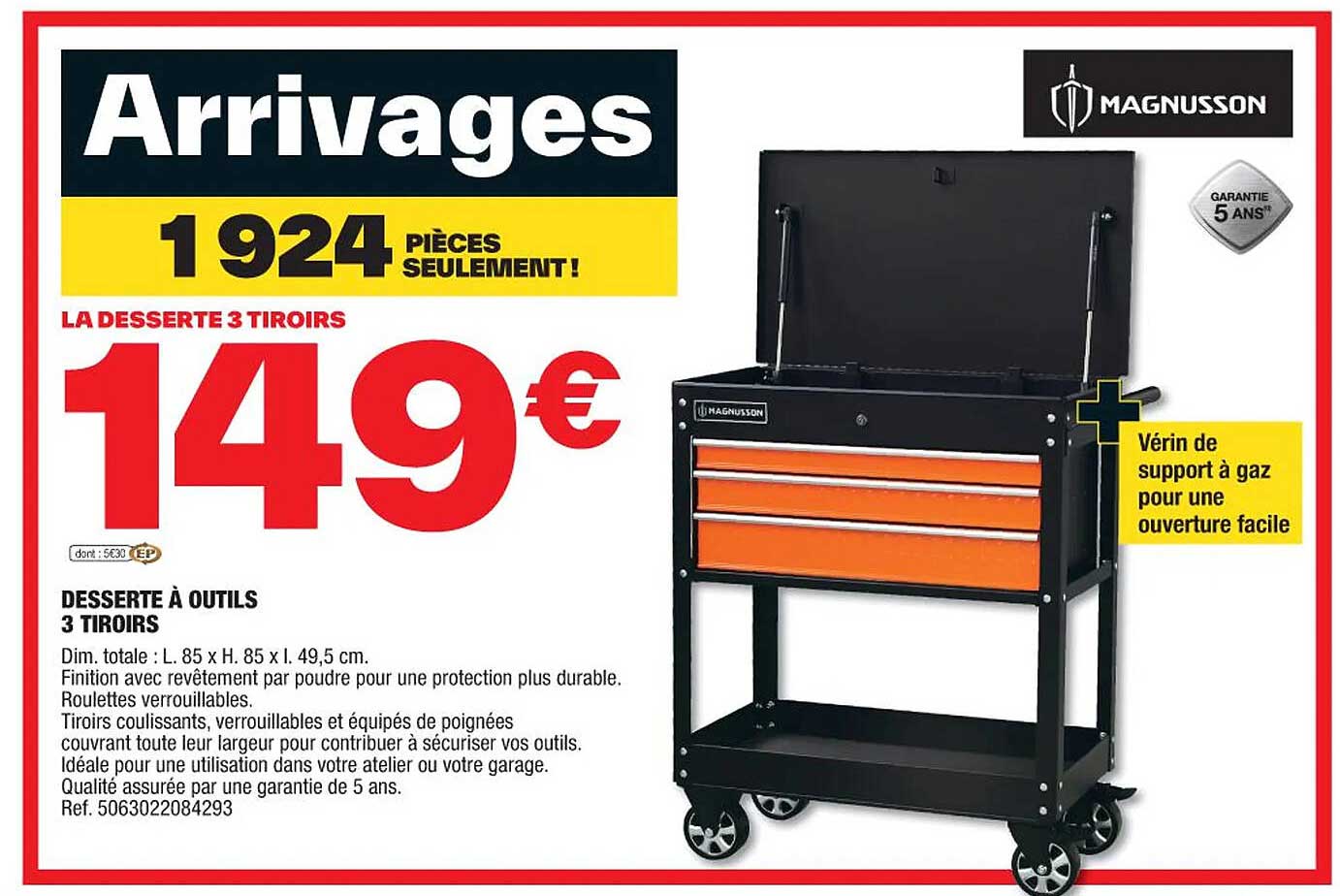 Desserte à Outils 3 Tiroirs Magnusson