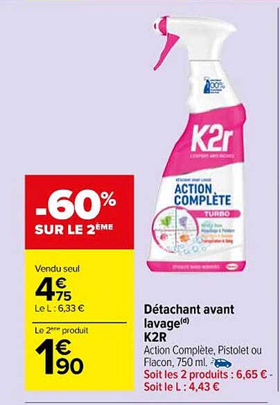 détachant avant lavage k2r