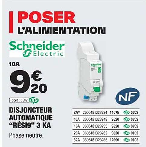 disjoncteur automatique "rési9" 3 ka schneider
