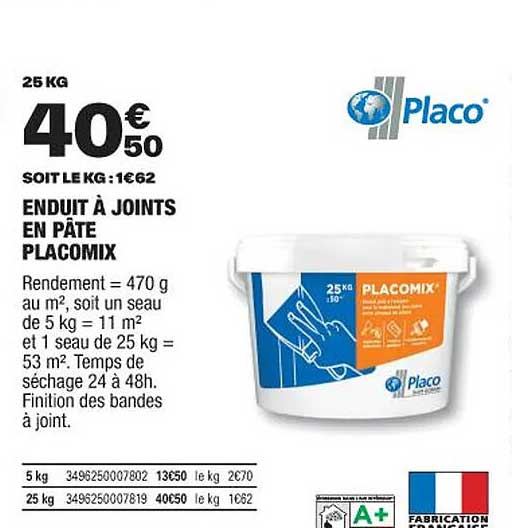 enduit à joints en pâte placomix
