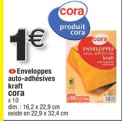 enveloppes auto-adhésives kraft cora
