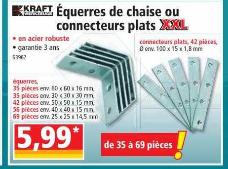 équerres de chaise ou connecteurs plats xxl kraft werkzeuge