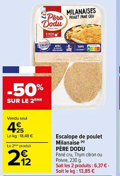 escalope de poulet milanaise père dodu