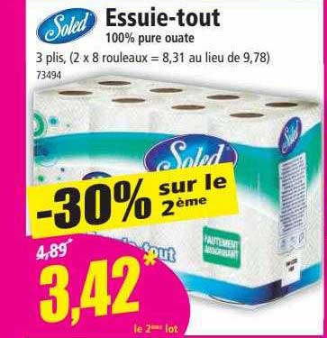 essuie-tout 100% pure ouate soled