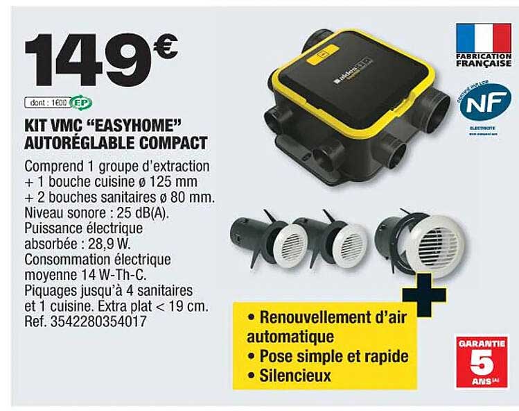 kit vmc "easyhome" autoréglable compact