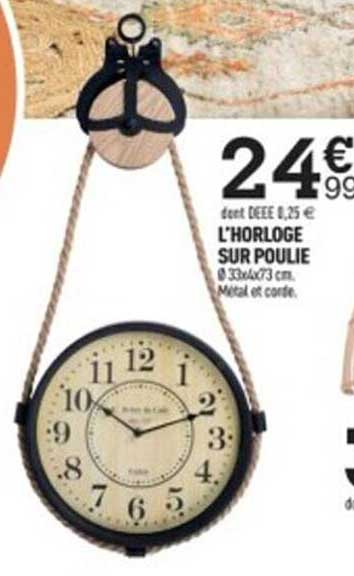 l'horloge sur poulie