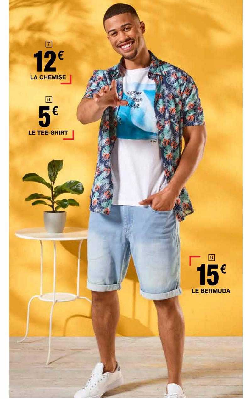 la chemise, le tee-shirt, le bermuda