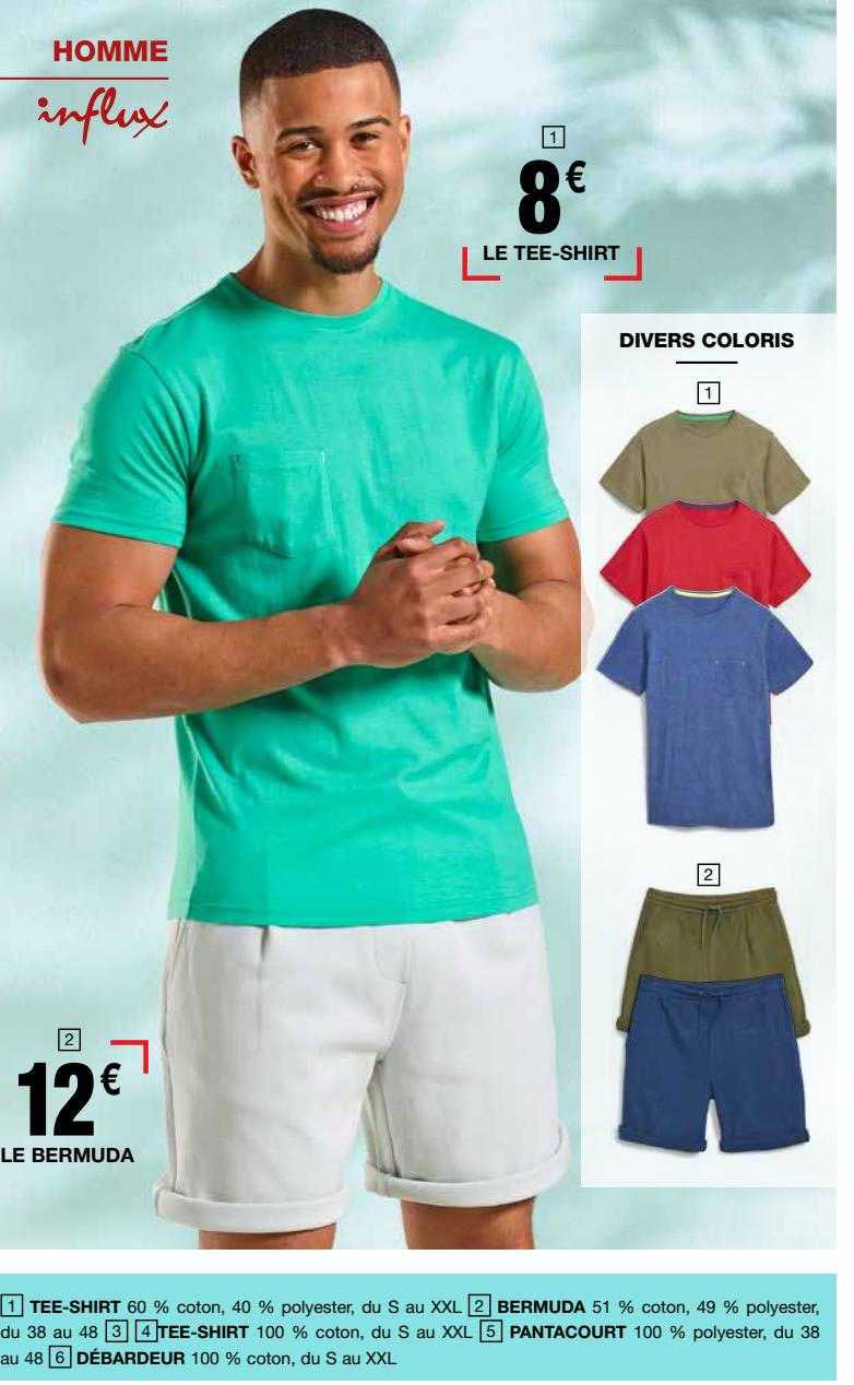 le tee-shirt homme influx, le bermuda homme influx