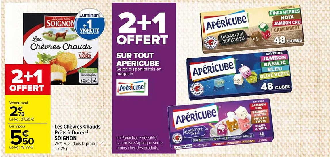 les chèvres chauds prêts à dorer soignon, apéricube