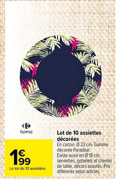 lot de 10 assiettes décorées carrefour home
