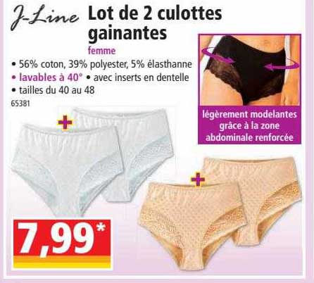 lot de 2 culottes gainantes femme j-line