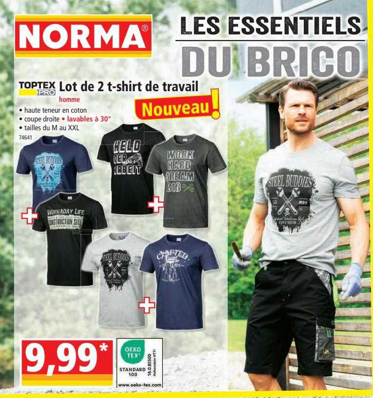 lot de 2 t-shirt de travail toptex pro