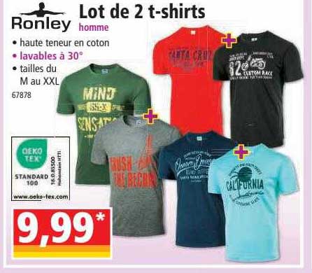 lot de 2 t-shirts homme ronley