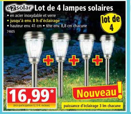 lot de 4 lampes solaires ezsolar