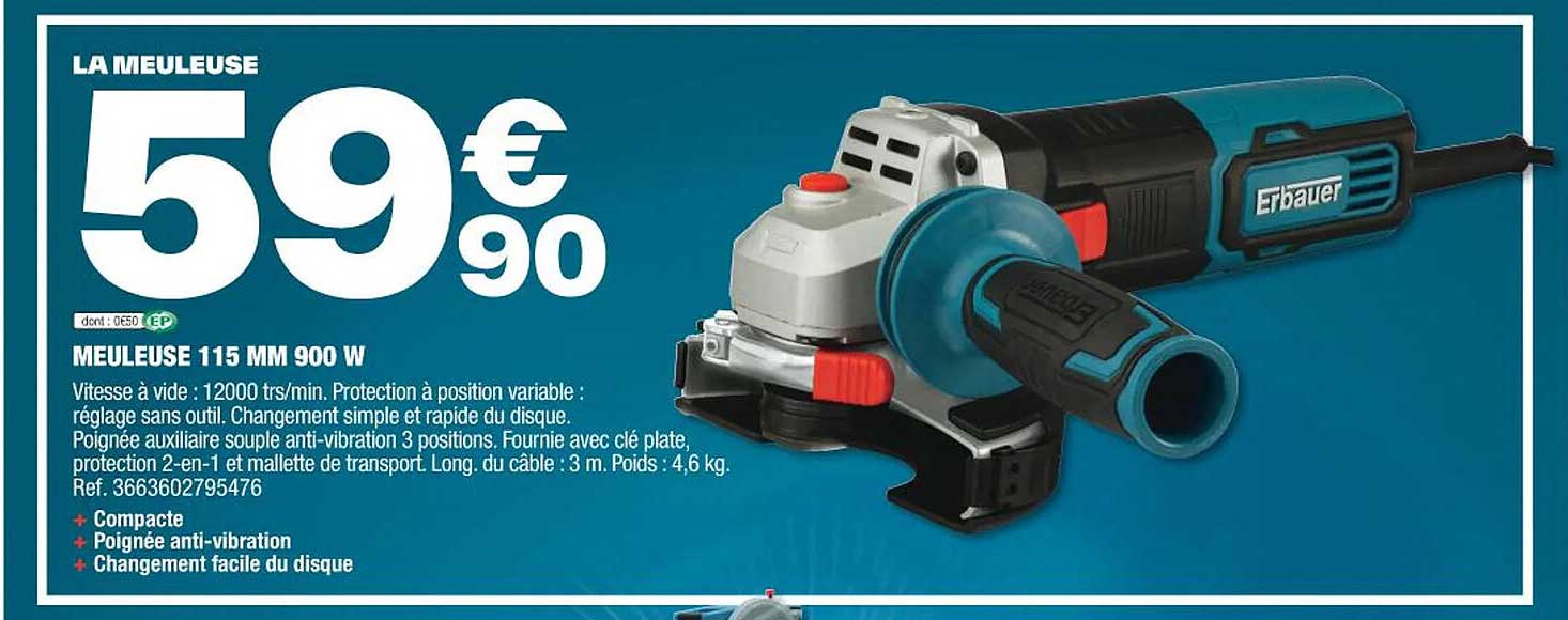 Meuleuse 115 Mm 900w Erbauer