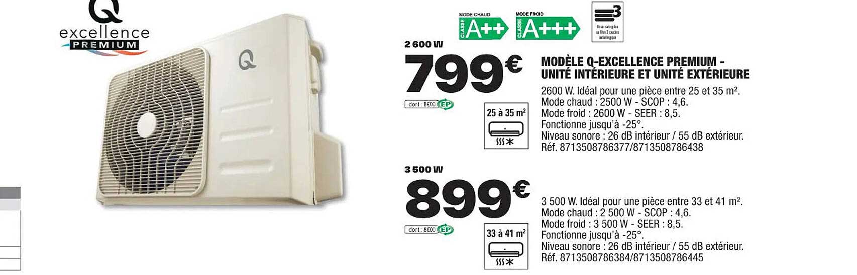 modèle q-excellence premium - unité intérieure et unité extérieure