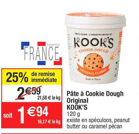 pâte à cookie dough original kook's