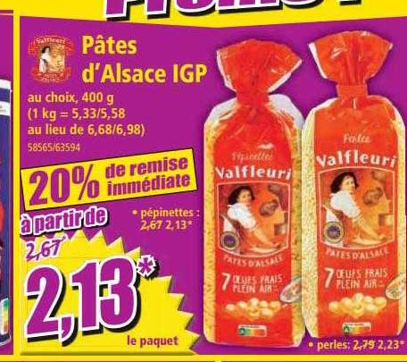 Pâtes D'alsace Igp Valfleuri