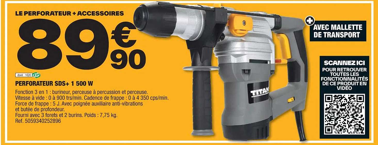 perforateur sds+ 1500w titan