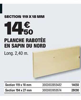 planche rabotée en sapin du nord