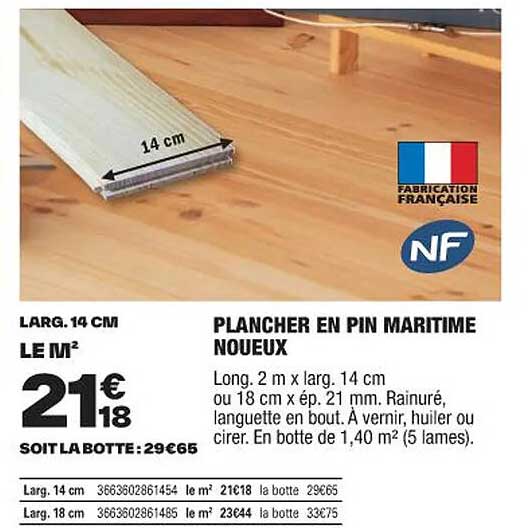 plancher en pin maritime noueux