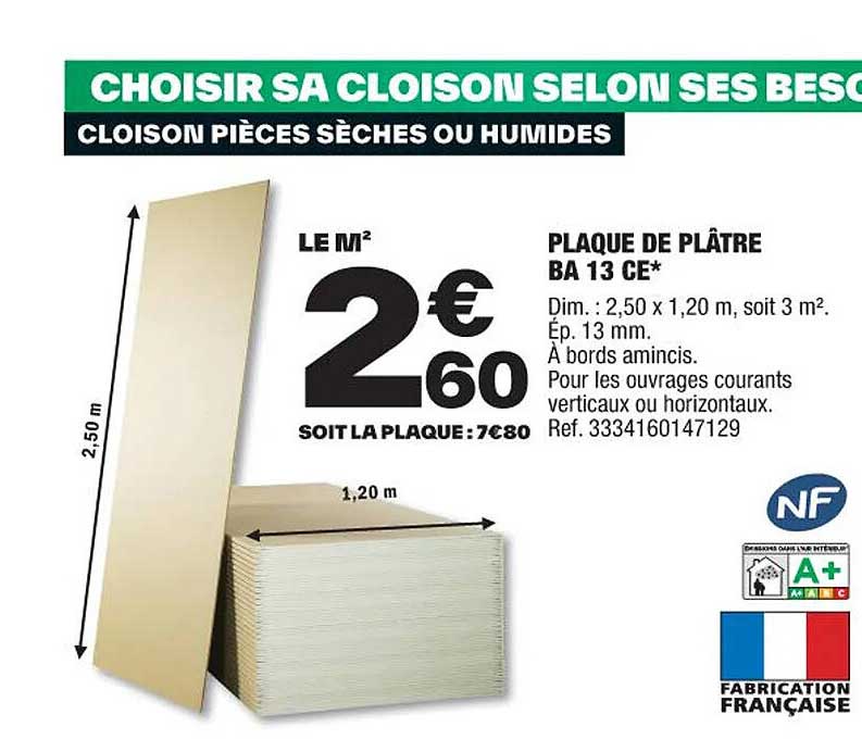 Plaque De Plâtre Ba 13 Ce
