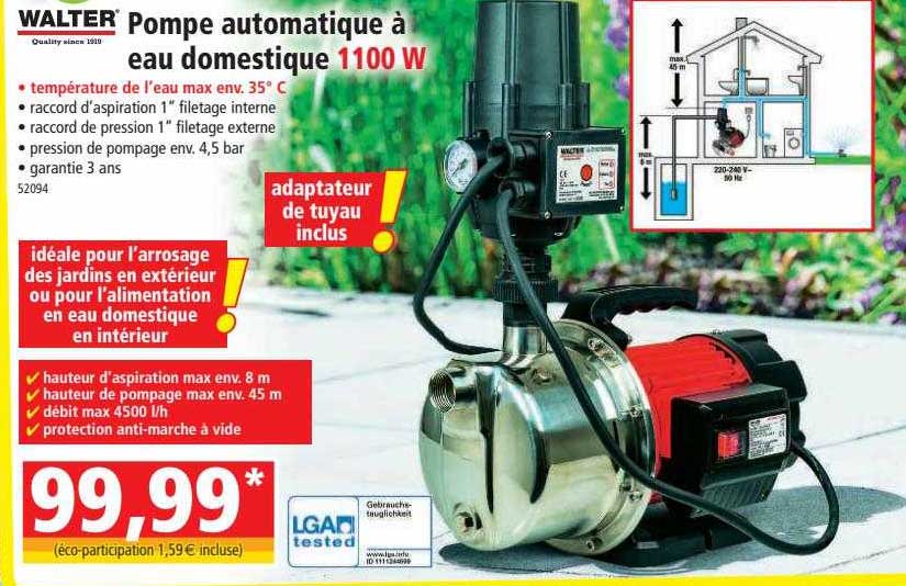 pompe automatique à eau domestique 1100w walter