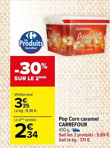 pop corn caramel carrefour