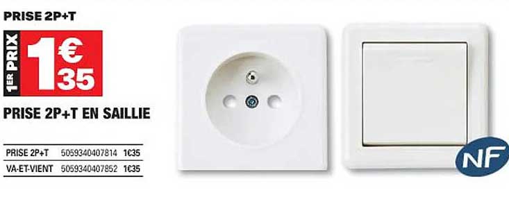 prise 2p+t en saillie