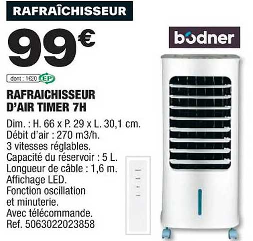 rafraîchisseur d'air timer 7h bodner