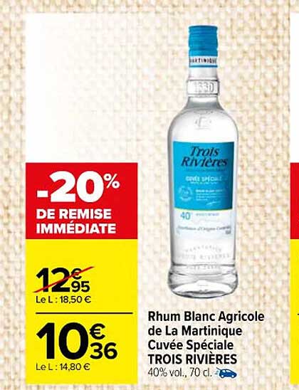 rhum blanc agricole de la martinique cuvée spéciale trois rivières