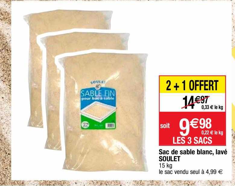 sac de sable blanc, lavé soulet