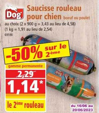 Saucisse Rouleau Pour Chien Bœuf Ou Poulet Dog