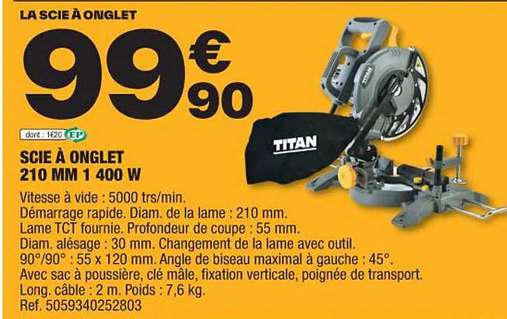 scie à onglet 210 mm 1400w titan