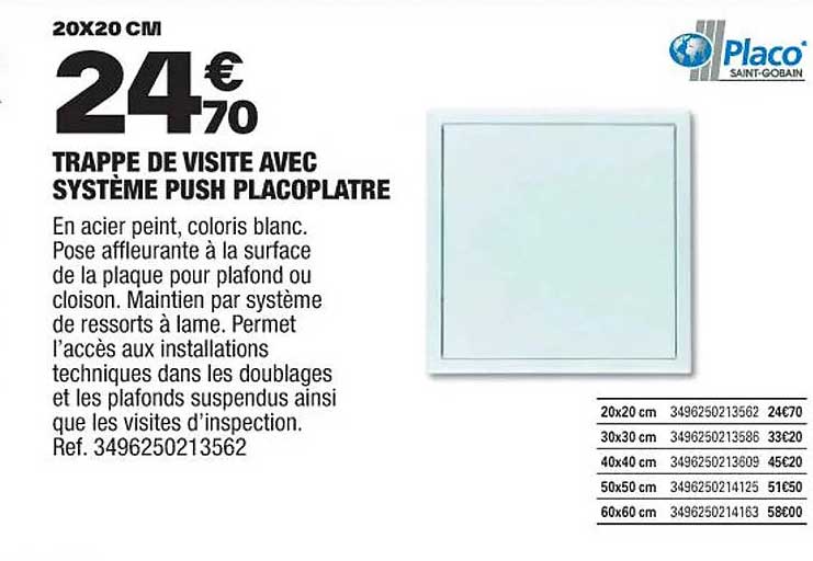trappe de visite avec système push placoplatre placo