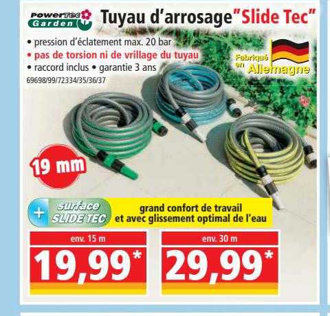tuyau d'arrosage "slide tec" powertec garden