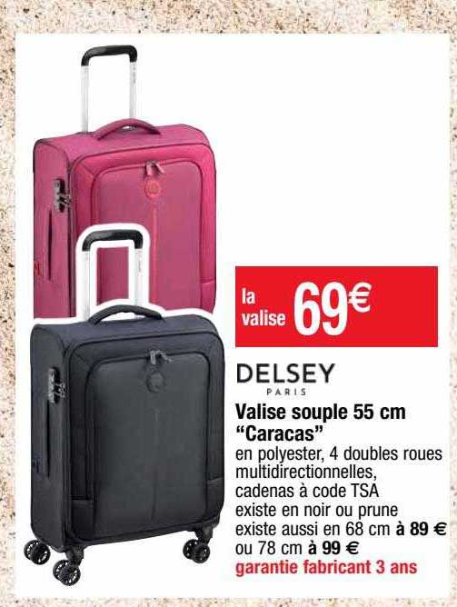 valise souple 55 cm "caracas" delsey paris