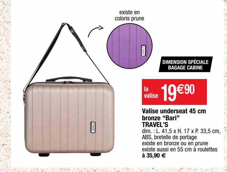 valise underseat 45 cm bronze "bari" travel's