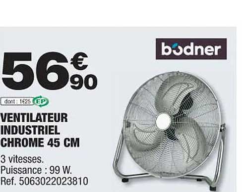 Ventilateur Industriel Chrome 45 Cm Bodner