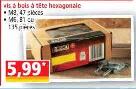 vis à bois à tête hexagonale