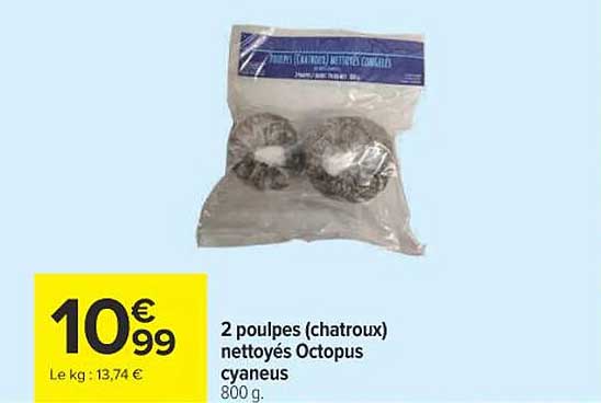 2 poulpes nettoyés Octopus cyaneus