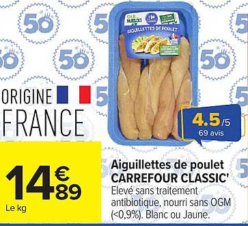 Aiguillettes de poulet CARREFOUR CLASSIC