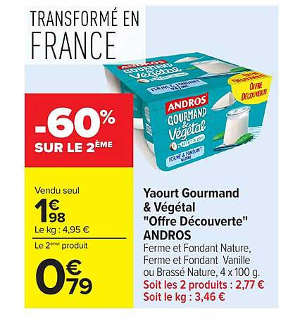 ANDROS Yaourt Gourmand & Végétal