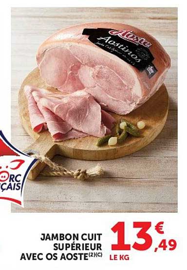 Aoste Jambon cuit supérieur avec os