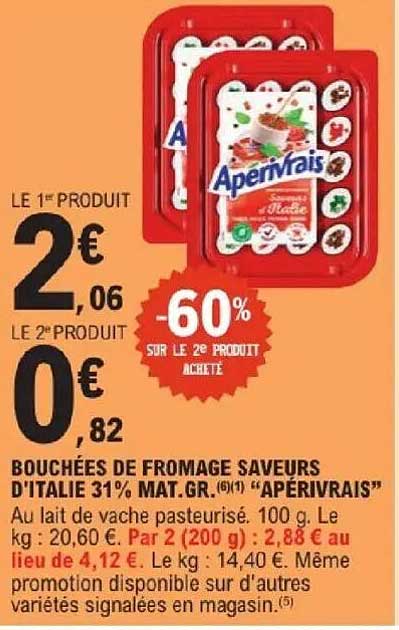 Aperivrais Bouchées de fromage saveurs d'Italie