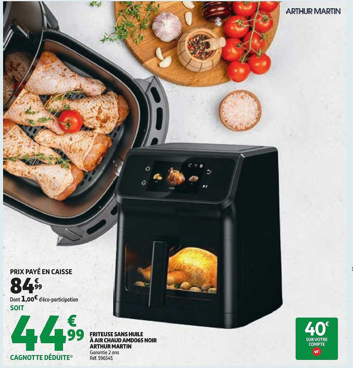 ARTHUR MARTIN FRITEUSE SANS HUILE À AIR CHAUD AMD065 NOIR