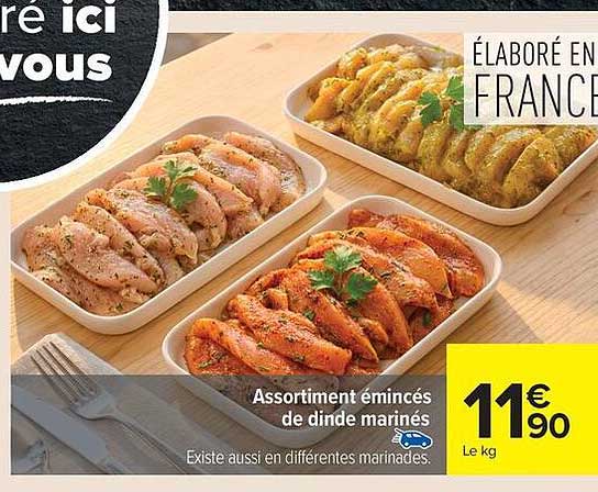 Assortiment émincés de dinde marinés